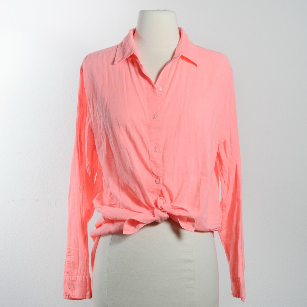Neon Coral Cotton Shirt